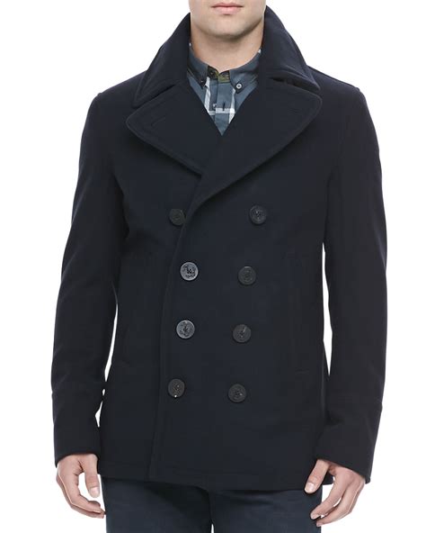 mens burberry brit pea coat|burberry men's coat outlet.